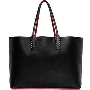Christian Louboutin Tote Bag Black Red Cabata Studs Document Shoulder